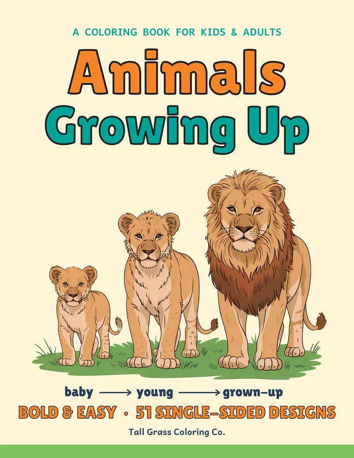 Animals Growing Up coloring book cover